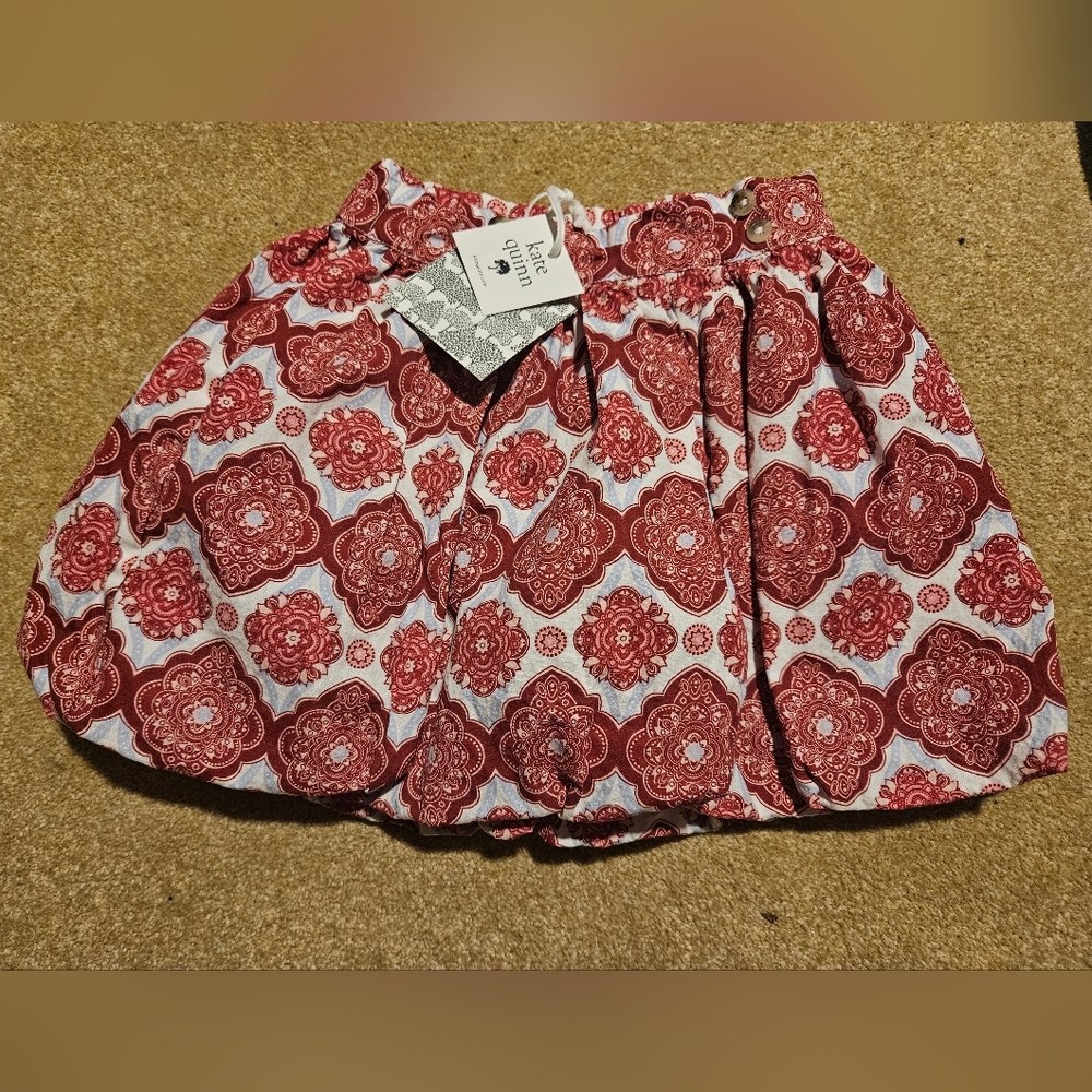 kate quinn Red and White Medallion Print Kids Skirt Bubble